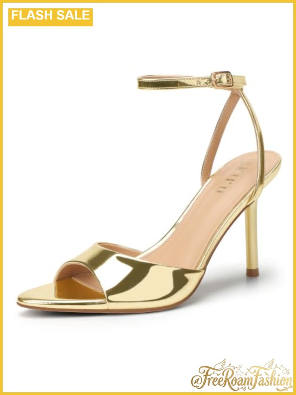 Pointed Open Toe Stiletto Heeled Sandals with Ankle Strap